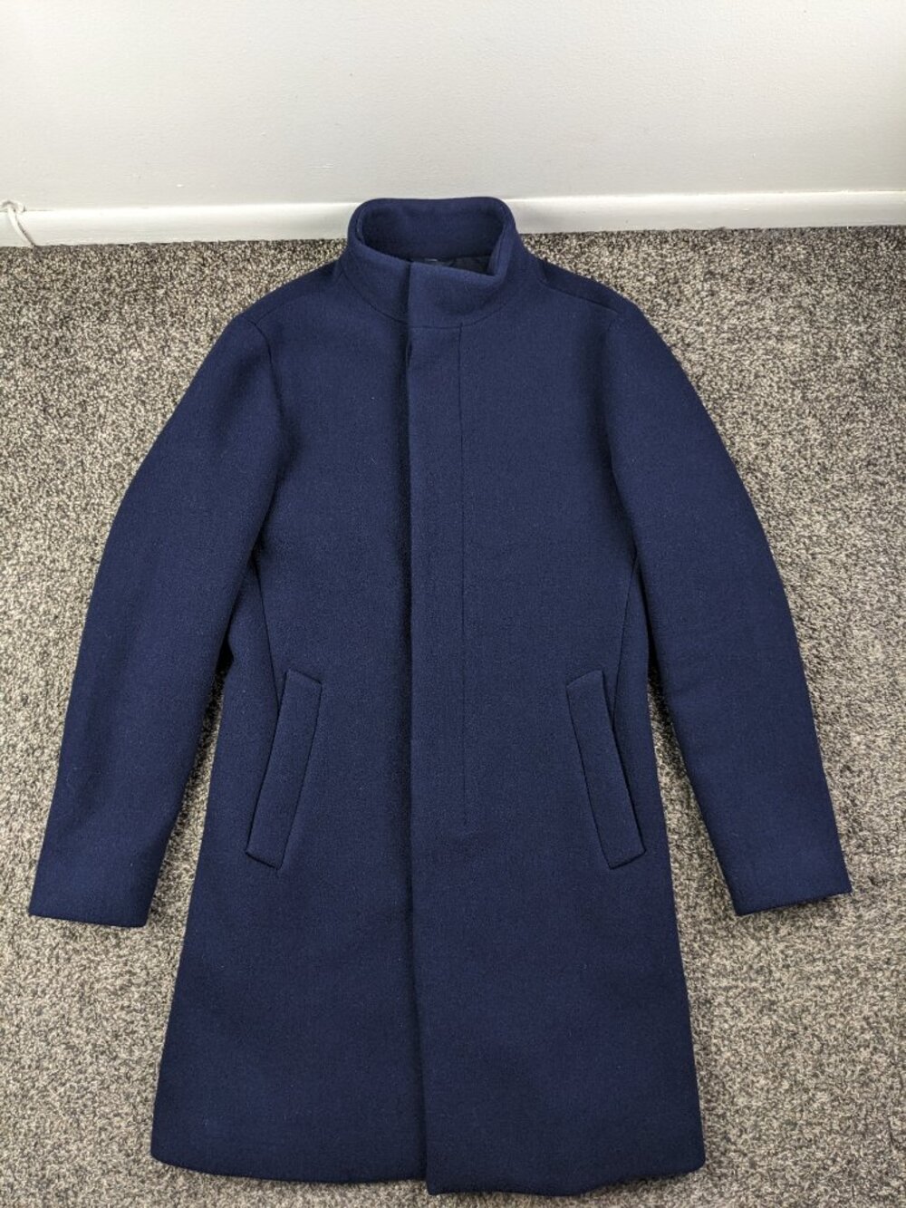 Bonobos Overcoat Topcoat 100% Wool Navy Blue 38R Slim Fit